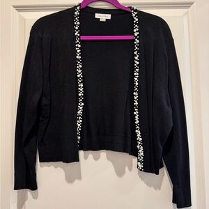 Calvin Klein Black Cardigan with Pearl Accents